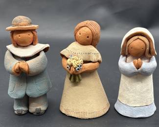 (3) Ceramic Pottery Folk Art Figurines