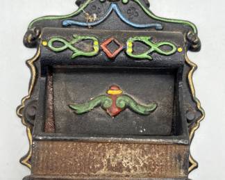 Iron Folk Art Painted Wall Pocket