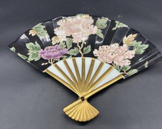 Cloisonné Peony by Fitz & Floyd Porcelain Hand Fan