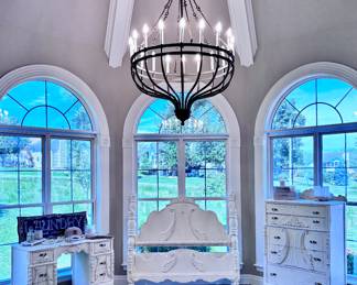 Antique White Bedroom Set with Crystal Knobs.