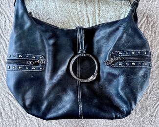 Luce Leather Handbag with Snake Accents