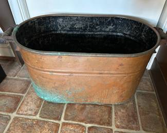 Large Antique Vintage c.1900 Copper Boiler Ham Cooker Wash Tub