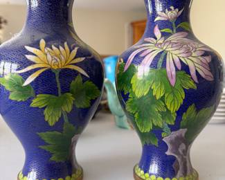 Pair of Vintage Cloisonné Flower Vases