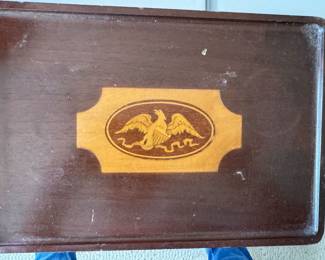 VIRGINIA METALCRAFTERS INLAY Floral WOOD TRAY