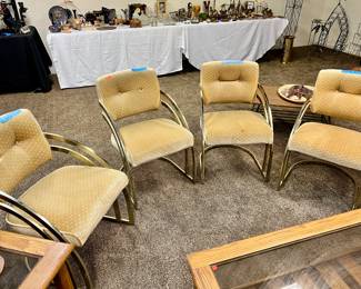 Mid Century Milo Baughman Style Cantilever Brass Dining/Sideboard Chairs
$850 for the set of 4