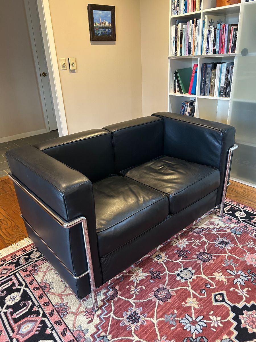 LeCorbusier High-End Italian Leather Sofa (one of a pair)