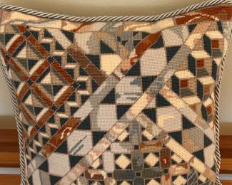 Geometric Blue and Brown needlepoint pillow!