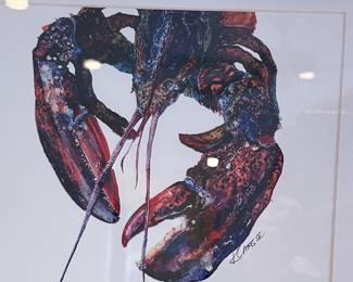 Framed Blue Lobster Print signed by...............