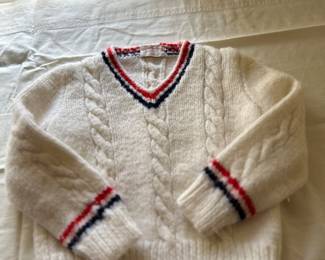 Hand Knitted Child's "Ivy League" sweater by Janet