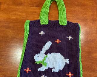 Easter is coming soon!  Janet's hand knitted Bunny bag!