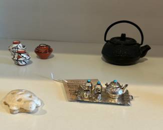 More MINIATURES.... look at the silver and turquoise tea set!