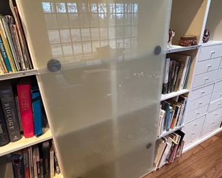 Sliding Doors on the IKEA bookshelf!