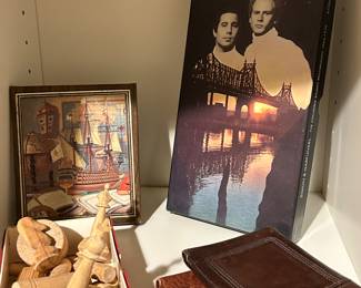 Simon & Garfunkel Set, Hand Carved Chess Pieces, and 2 Leather Wallets