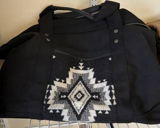Black canvas bag with Navajo wool design