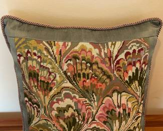 My Favorite!  Greens and Pinks Needlepoint Pillow by Janet!