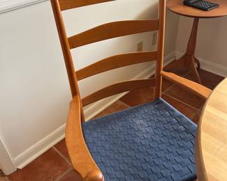 Scandinavian Chairs with woven blue/gray seats!