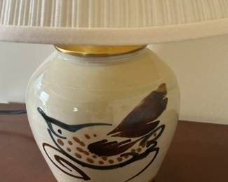 Hand Painted Bird Pottery Lamp!