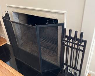 Plain and Fabulous!  Fireplace Screen and Fireplace Tool Set