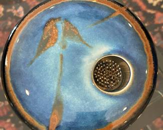 Japanese  Ikebana vase...beautiful blue pottery