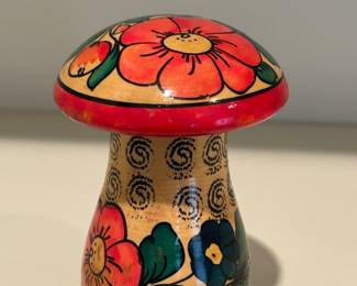 Hand Painted Mid Century Modern Wooden Mushroom!
