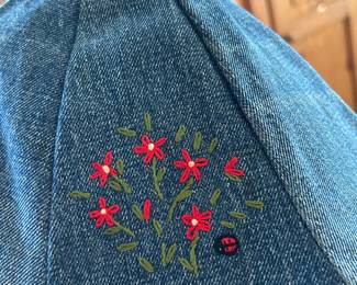 Vintage Child's Blue Jean embroidered hat!