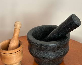 Vintage Wooden & Stone Mortar and Pestles