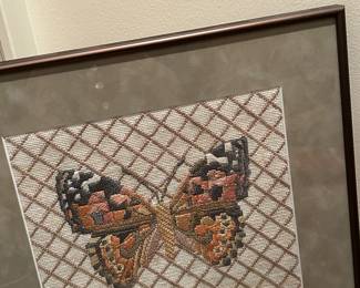 Needlepoint AND Embroidery framed butterfly
