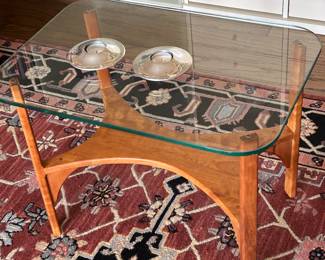 Scandinavian Mid Century Modern Glass Top Table (side table or coffee table)
