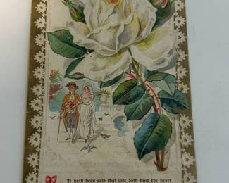 Antique Post Card with a White Rose!