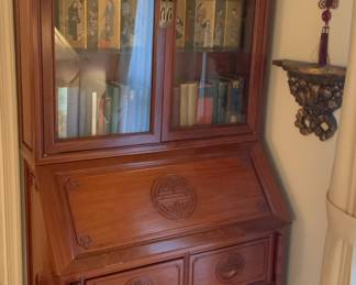 Vintage chinoiserie rosewood secretary desk