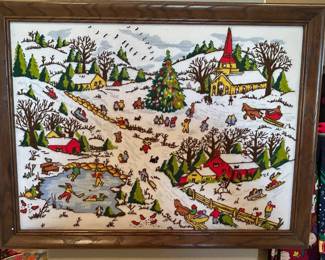 Vintage Crewel Winter's Delight Needlepoint