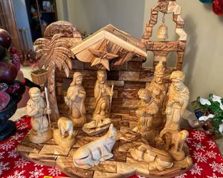 Hand Carved Olive Wood Musical Nativity Jerusalem