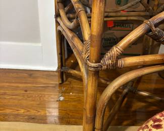 Up close of the rattan Mid-Century-Table