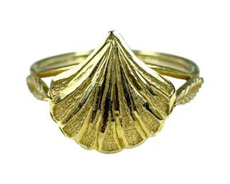 14kt Yellow Gold Shell Fan Ring 1pt1 Grams