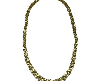 14kt Yellow Gold Interlocking Link Necklace with Magnetic Clasp