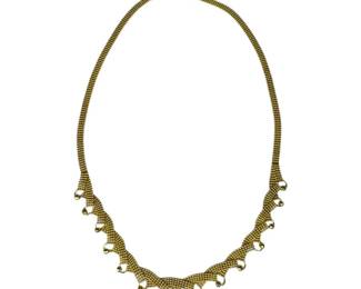 14kt Yellow Gold Woven Bead Necklace 11pt1 Grams
