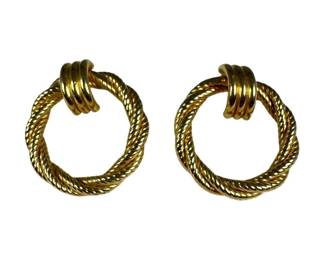 14kt Yellow Gold Rope Door Knocker Earrings 5pt3 Grams
