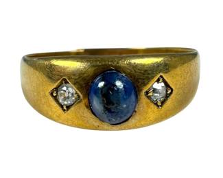 14kt Yellow Gold Sapphire and Diamond Ring 3pt4 Grams