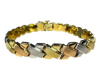 14kt Tri Color X Link Bracelet 9pt5 Grams