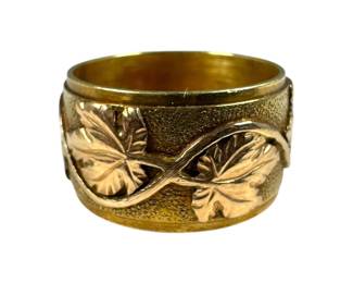 14kt Two Toned Wide Leaf Ring 12 Grams
