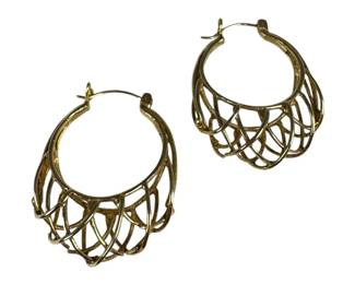 14kt Yellow Gold Open Wire Hoop Earrings 4pt1 Grams