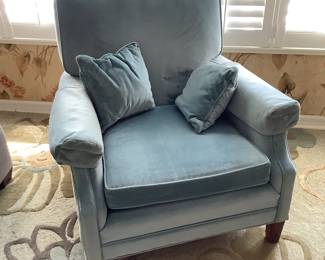 Mid Century Light Blue Velour Club Chair
