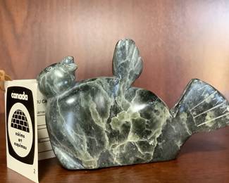 Canada Eskimo Soapstone Carving with Gov't Label/#
