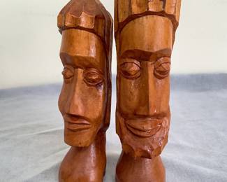 Hand Carved Wood Busts