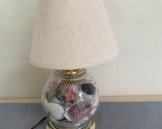 Seashell and sand dollar filled lamp