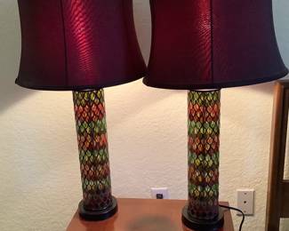 Pair of stained glass lamps
