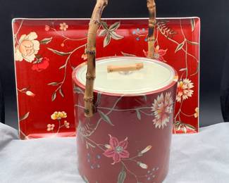 MCM Ice bucket and Chinoiserie tray