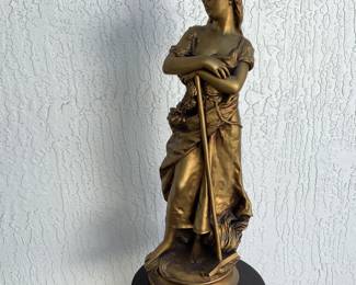 Hippolyte Moreau Marwal Ind. Inc Bronze Chalkware Statue "Amphitrite"