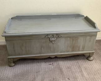 Tennessee Furniture Company Cedar Chest, Painted In Pale Blue Toned Grey