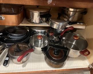 MORE pots and pans, in the kitchen